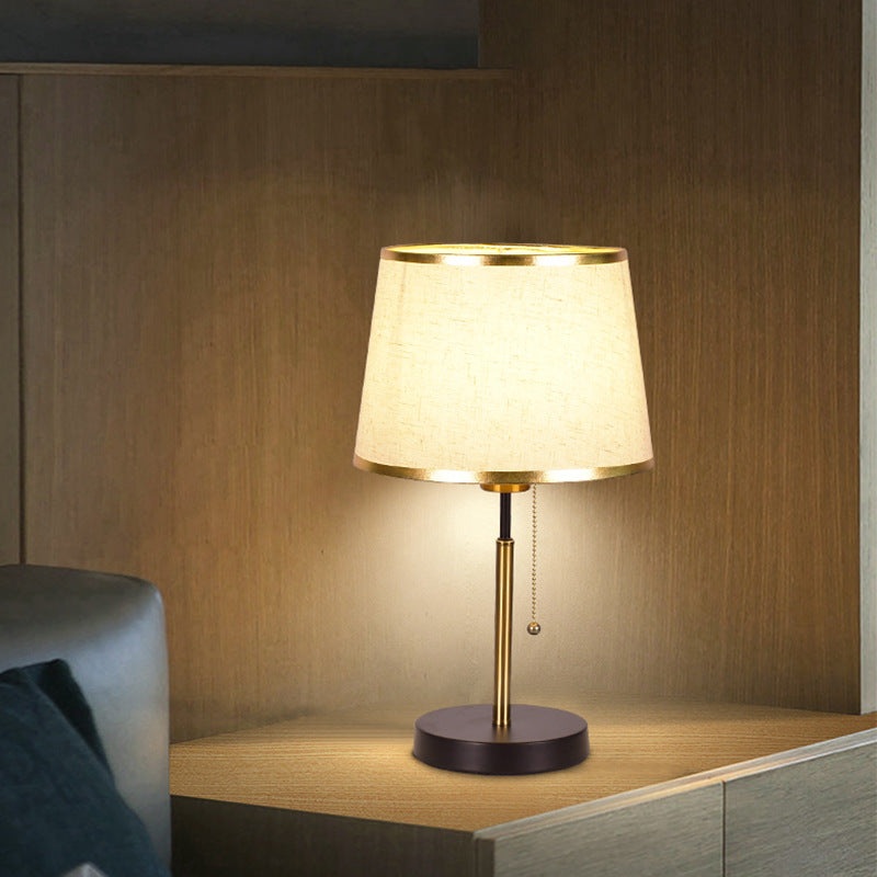 Modern Minimalist Round Cylinder Fabric Iron 1-Light Table Lamp For Bedroom