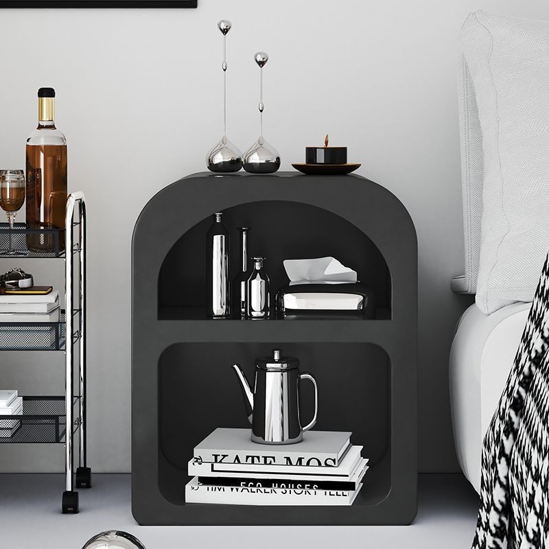 Modern Minimalist Square Arched MDF Nightstand 2-Storage For Bedside