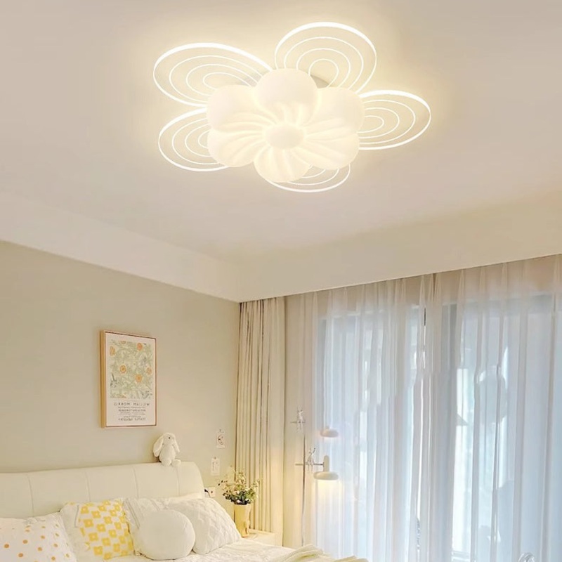 Modern Simplicity Flower Metal Acrylic LED Semi-Flush Mount Ceiling Light For Bedroom