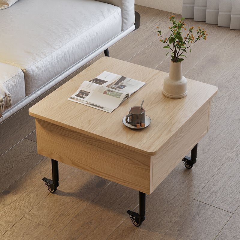 Traditional Japanese Square Solid Wood Ecological Board Top Extendable Coffee Table For Living Room