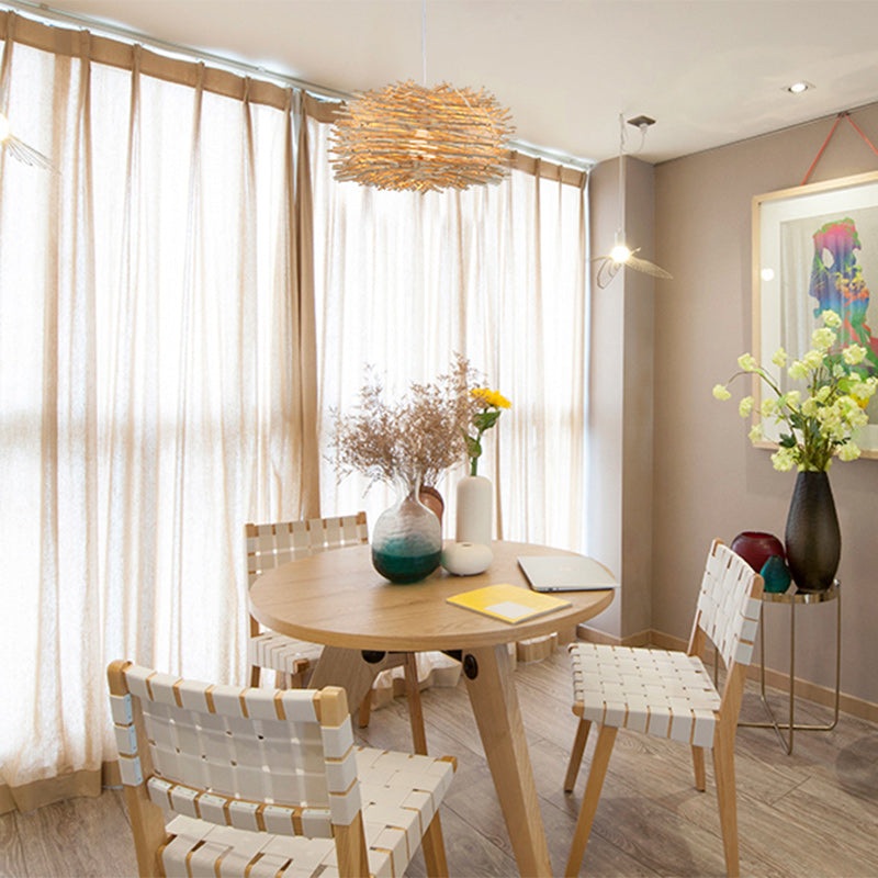Contemporary Creative Hand Woven Rattan Bird's Nest 1 - Light Pendant Light For Dining Room