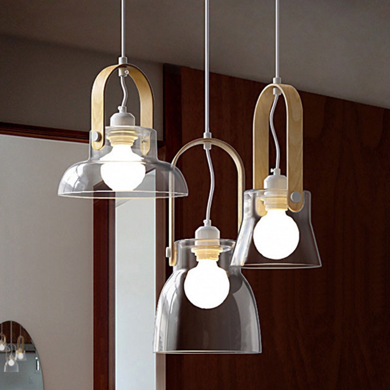 Contemporary Nordic Round Clear Shade Iron Glass 1-Light Pendant Light For Living Room