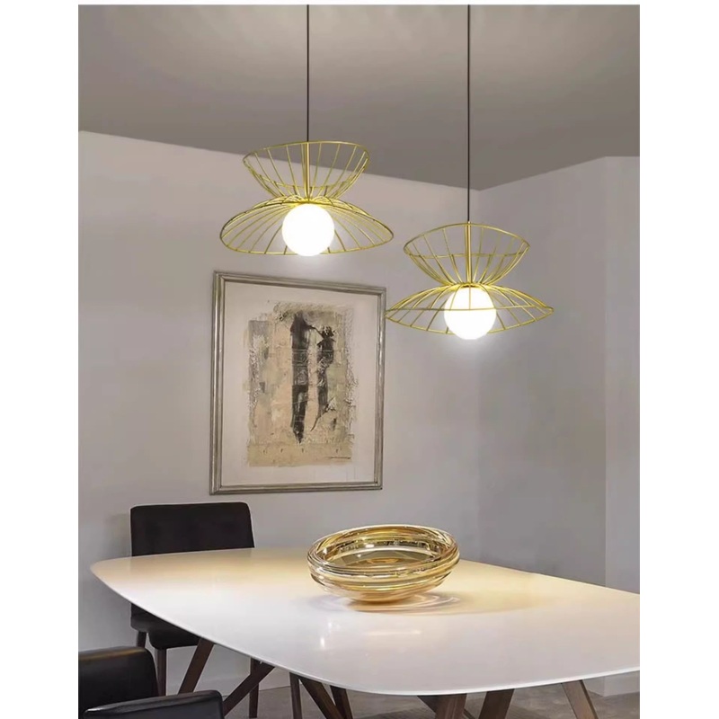 Contemporary Scandinavian Round Funnel Cutout Glass Iron 1-Light Pendant Light For Bedroom