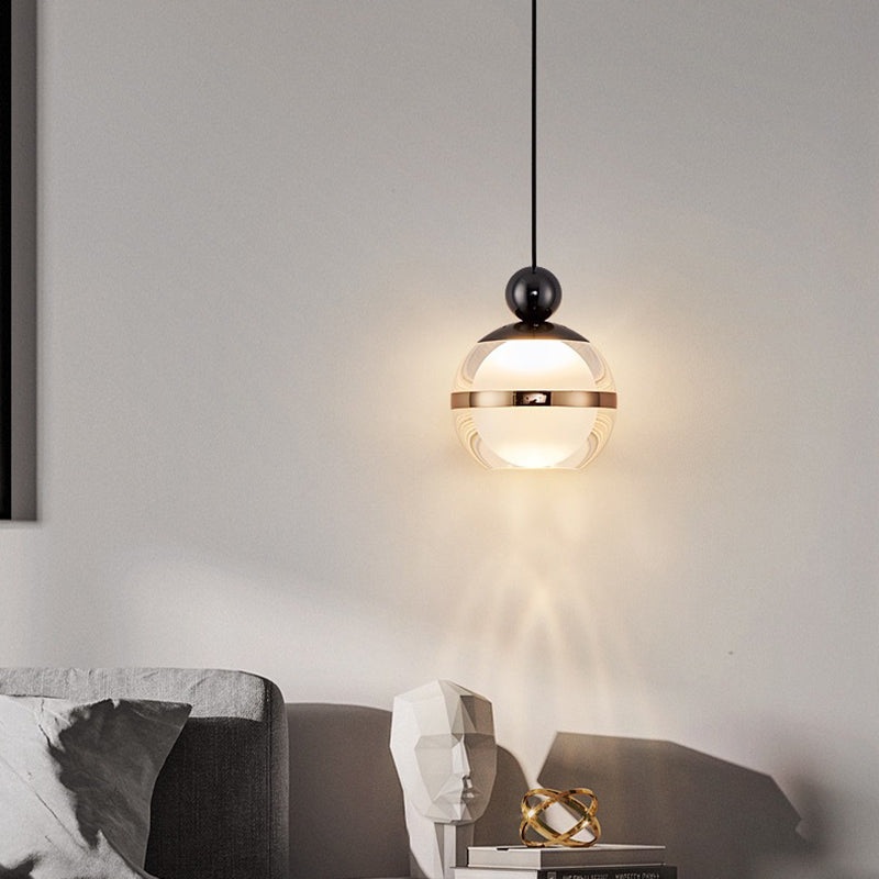 Contemporary Scandinavian Sphere Iron Aluminum Acrylic LED Pendant Light For Bedroom