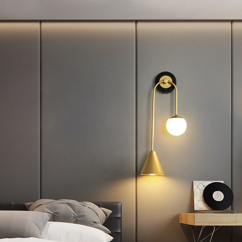 Modern Luxury Cone Ball Round Acrylic Iron LED Wall Sconce Lamp For Living Room