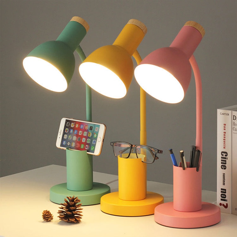 Modern Minimalist Round Horn Shape Pen Holder Iron Silicone 1-Light Table Lamp For Bedroom