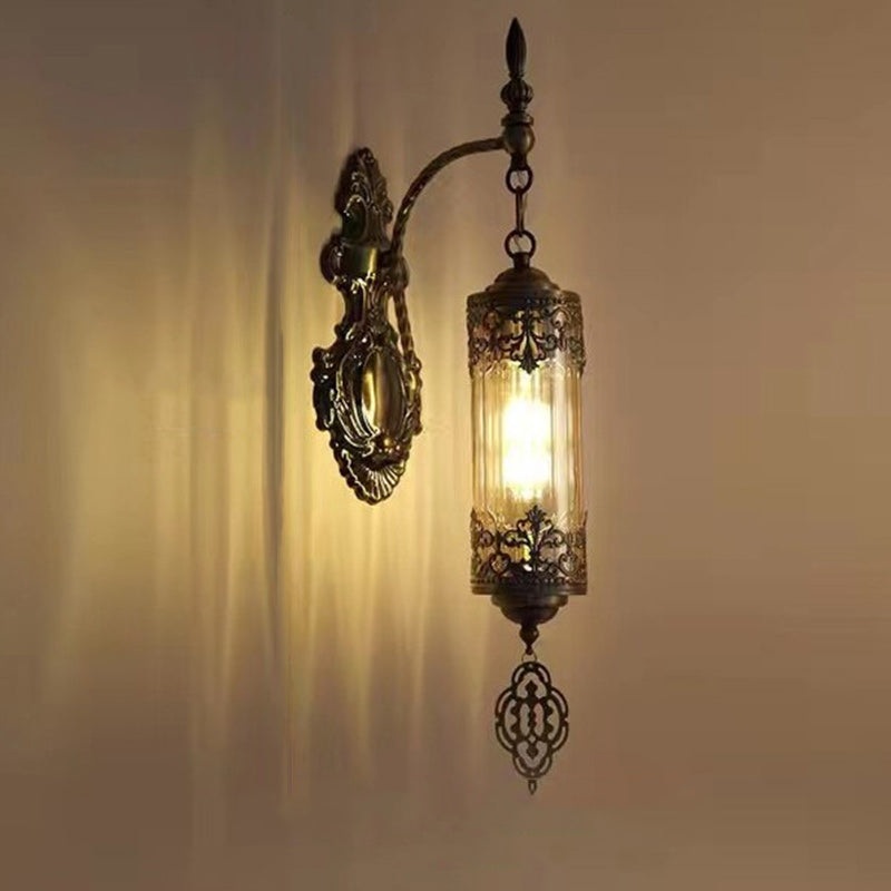Traditional Vintage Carving Iron Glass 1 - Light Wall Sconce Lamp For Dining Room