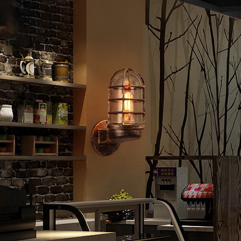 Traditional Vintage Iron Glass 1 - Light Wall Sconce Lamp For Dining Room