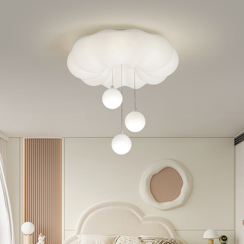 Contemporary Creative Cloud Orb Bow Iron PE LED Flush Mount Ceiling Light For Bedroom