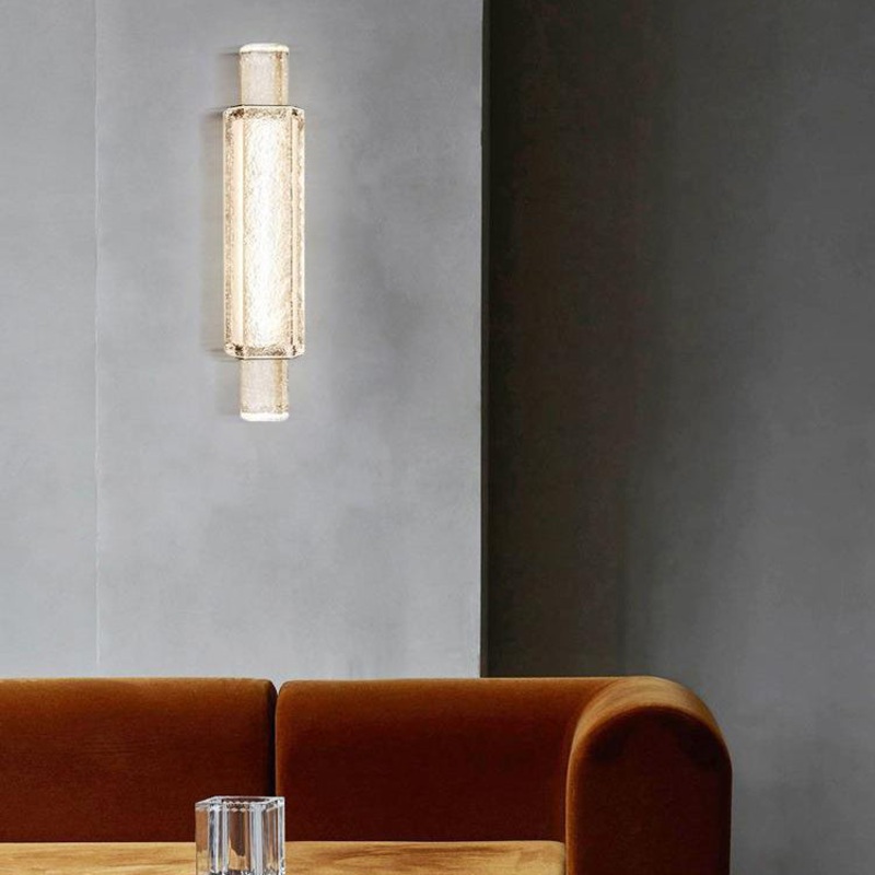 Contemporary Creative Cylinder Iron Glass LED Wall Sconce Lamp For Hallway
