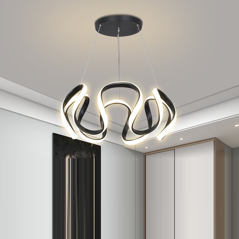Contemporary Creative Stripe Iron PVC LED Chandelier For Living Room