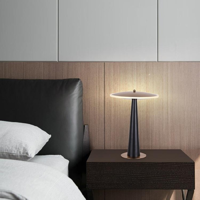 Contemporary Creative UFO Round Aluminum Acrylic LED Table Lamp For Bedroom