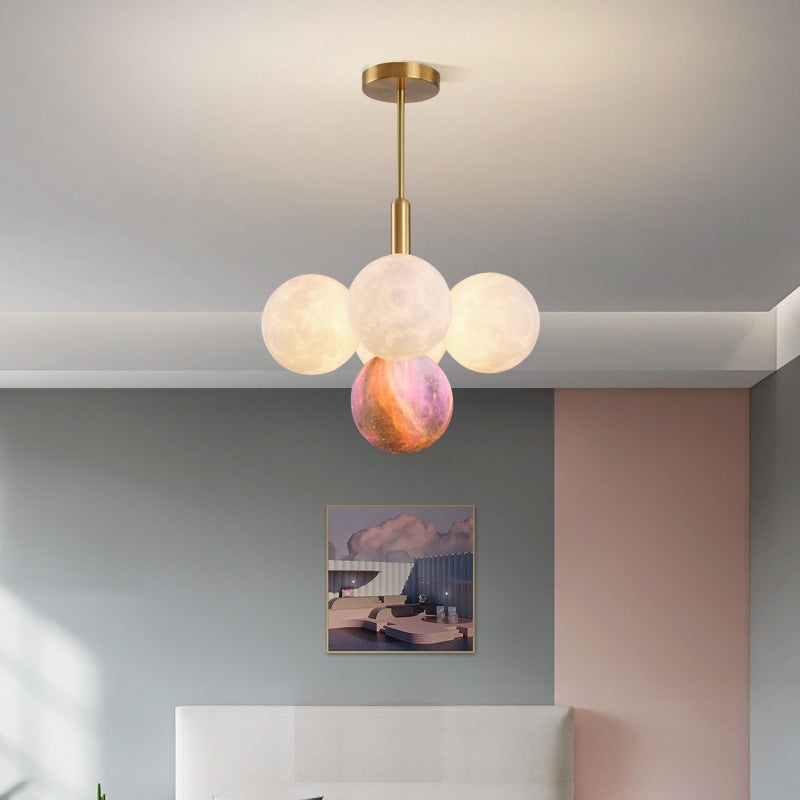 Contemporary Nordic Adjustable Moon Bubble Iron PLA 5/13-Lights Chandelier For Dining Room
