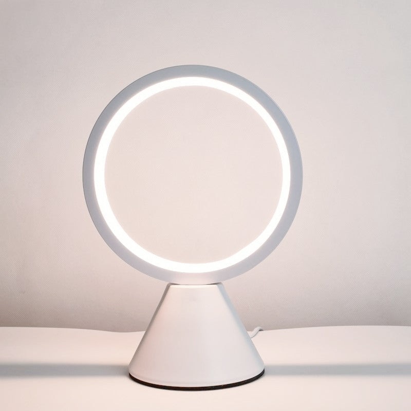 Modern Minimalist Round Aluminum PVC USB LED Table Lamp For Bedroom