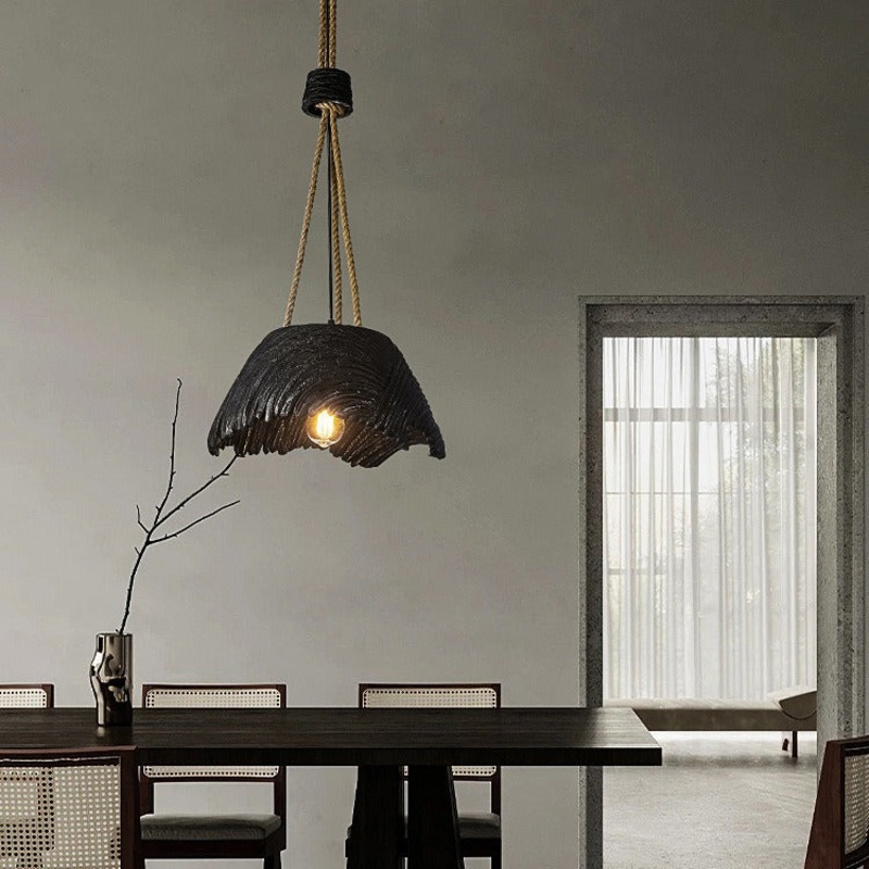 Traditional Vintage Handmade Round High Density Polystyrene 1 - Light Pendant Light For Dining Room