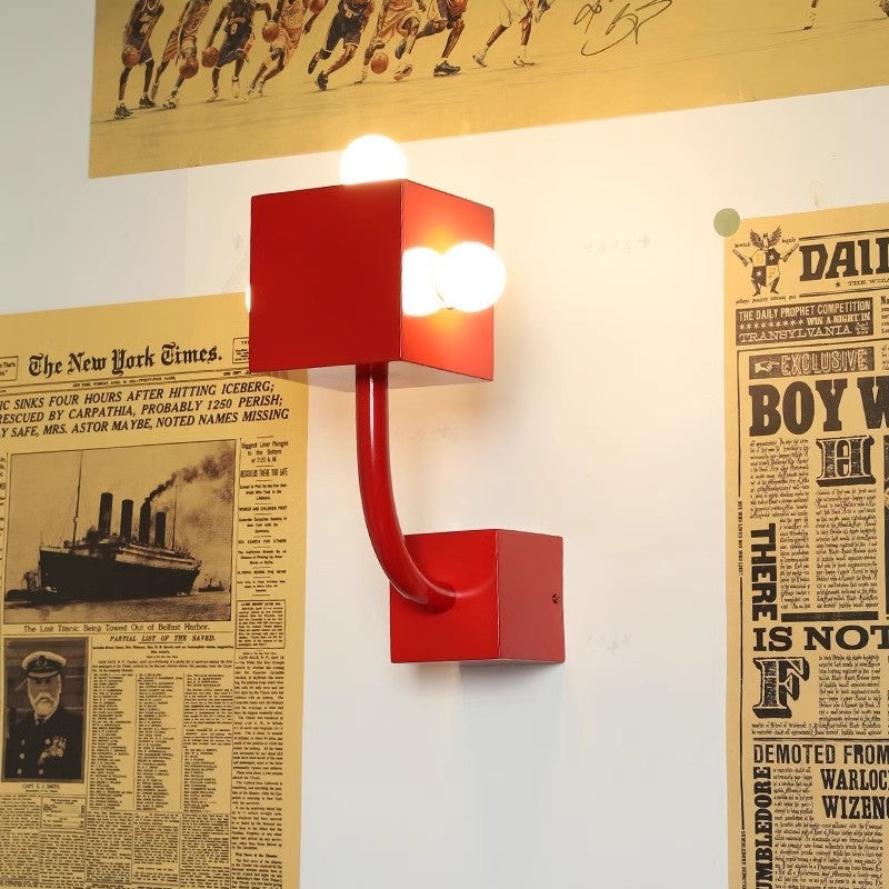 Contemporary Creative Iron Cube 3-Light Wall Sconce Lamp For Bedroom