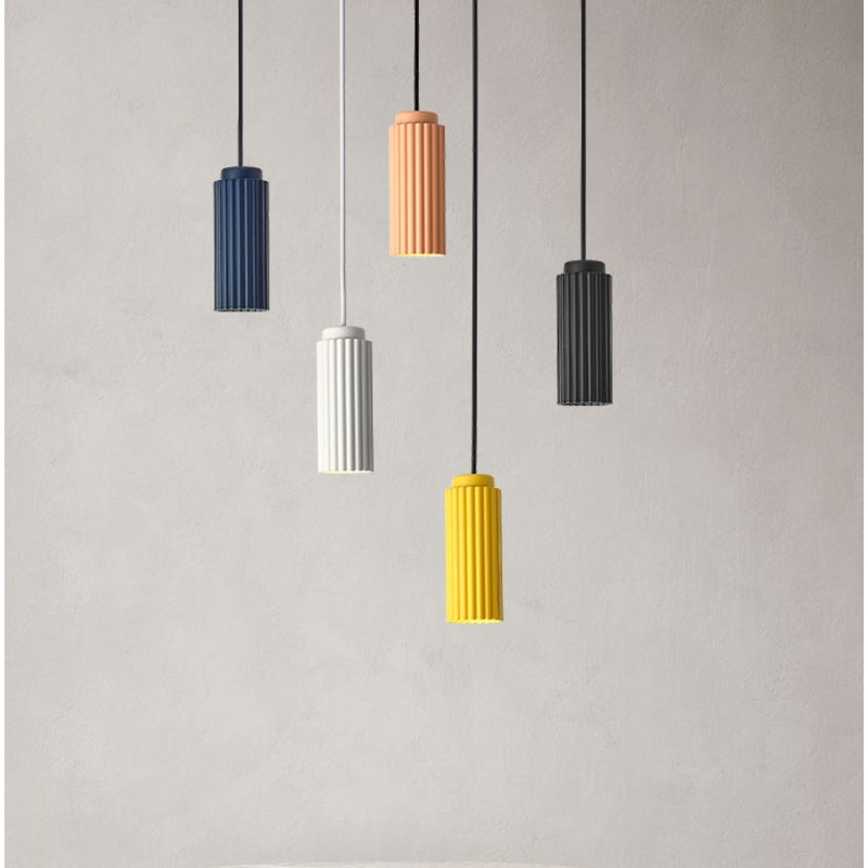 Contemporary Nordic Striped Cylinder Aluminum Iron Shade 1-Light Pendant Light For Living Room