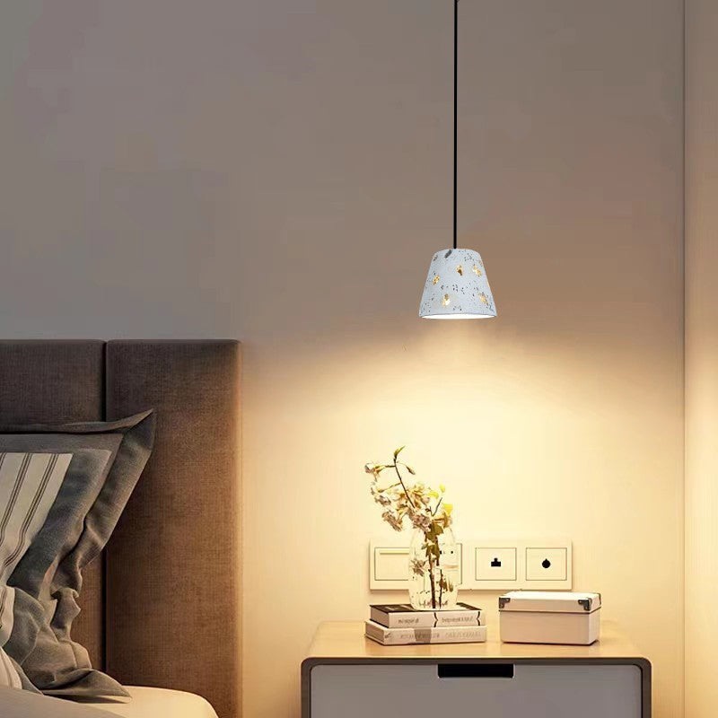 Contemporary Scandinavian Cylinder Cement 1-Light Pendant Light For Living Room