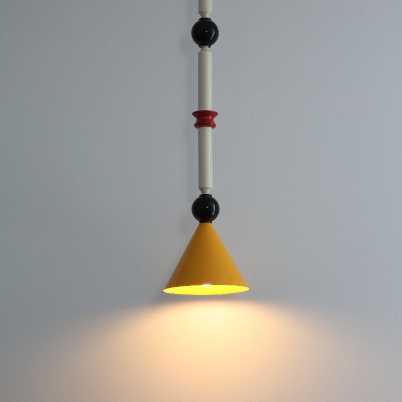 Contemporary Scandinavian Macaron Geometric Circle Iron 1-Light Pendant Light For Living Room