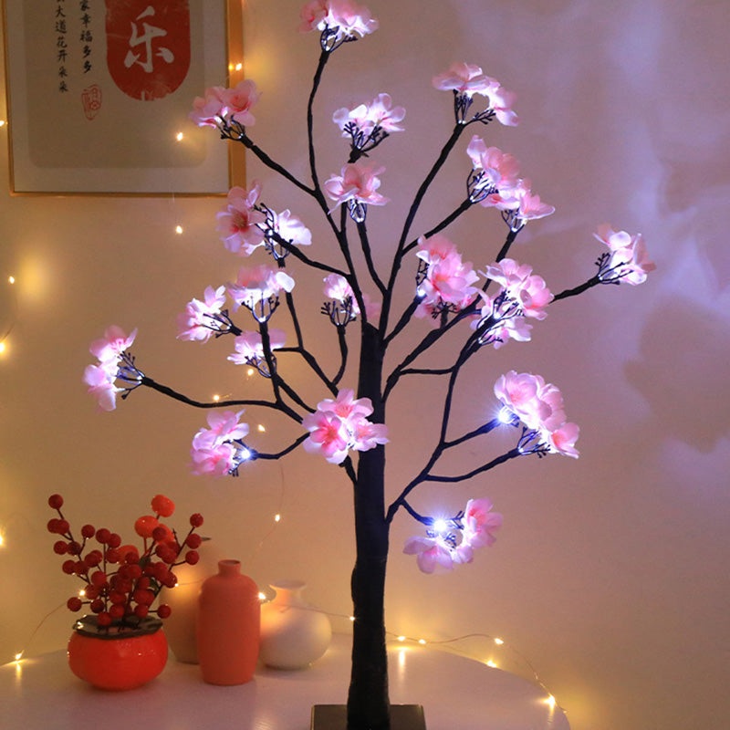 Modern Art Deco Simulation Flower Tree Shape LED Table Lamp For Bedroom