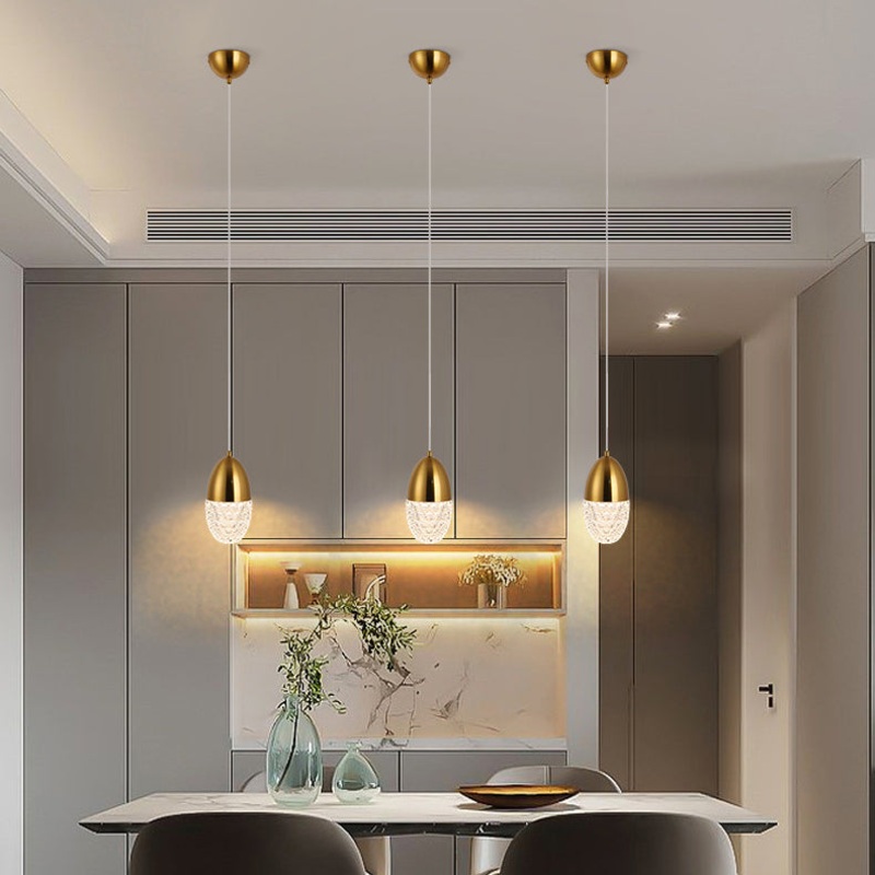 Modern Simplicity Oval Hardware Glass LED Pendant Light For Dining Room