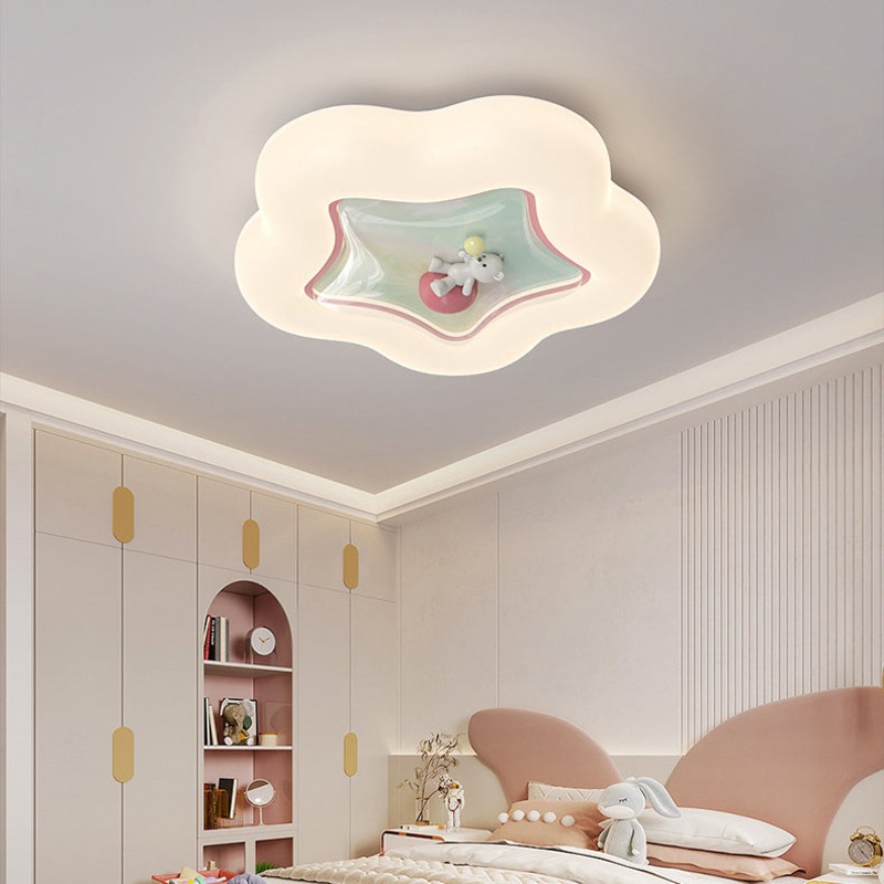 Contemporary Creative Pentagonal Iron Plastic LED Flush Mount Ceiling Light For Bedroom