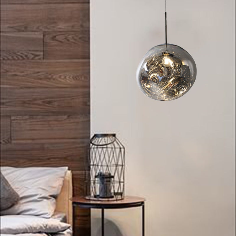 Contemporary Nordic Globe Aluminum Acrylic 1-Light Pendant Light For Living Room