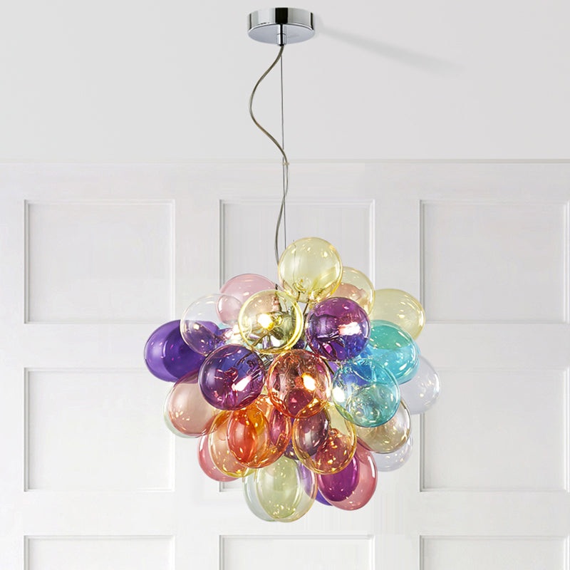 Contemporary Scandinavian Kids Iron Glass Bubble Balloon 1/3/5/8 Light Chandeliers For Bedroom