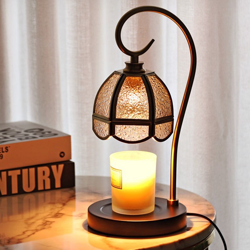 Modern Luxury Liftable Round Glass Stone Brass 1-Light Melting Wax Table Lamp For Living Room