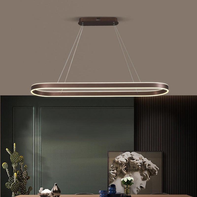 Modern Minimalist Oval Aluminum Acrylic LED Chandelier For Living Room