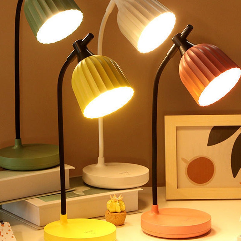 Modern Minimalist Round Pleated ABS LED Table Lamp For Living Room