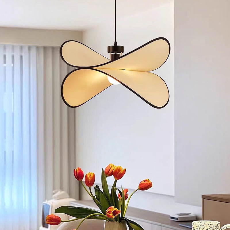 Contemporary Creative Potato Chip Shaped Curved Iron Fabric 1-Light Pendant Light For Bedroom