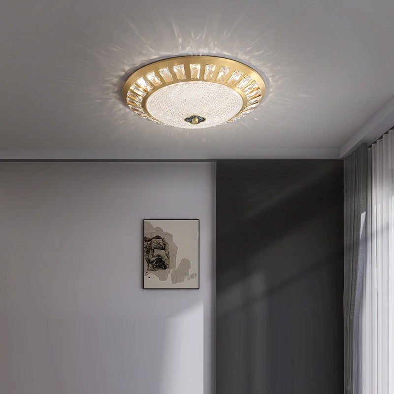 Contemporary Luxury Copper Acrylic Round LED Flush Mount Ceiling Light For Bedroom
