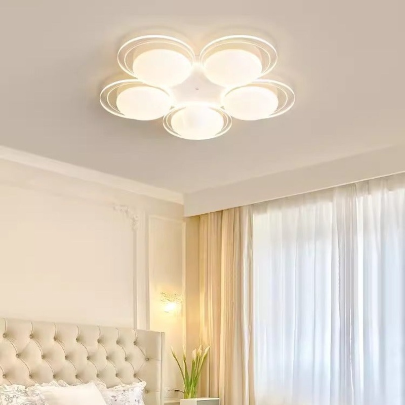 Contemporary Nordic Iron PE Round Ball LED Flush Mount Ceiling Light For Living Room