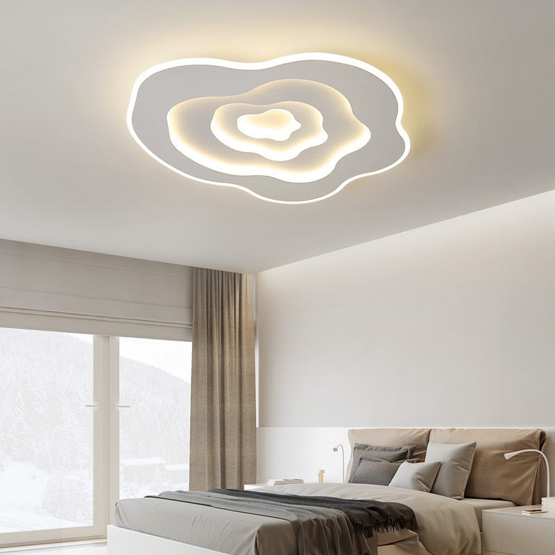 Modern Minimalist Cloud Irregular Round Iron LED Flush Mount Ceiling Light For Bedroom