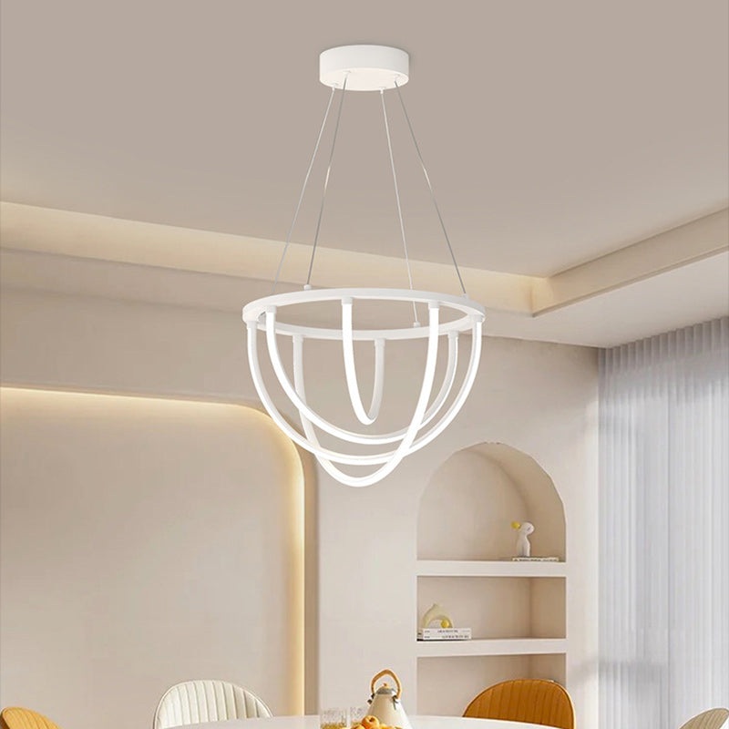 Modern Minimalist Long Line Crossover Round Iron Aluminum Silicone LED Chandelier For Living Room