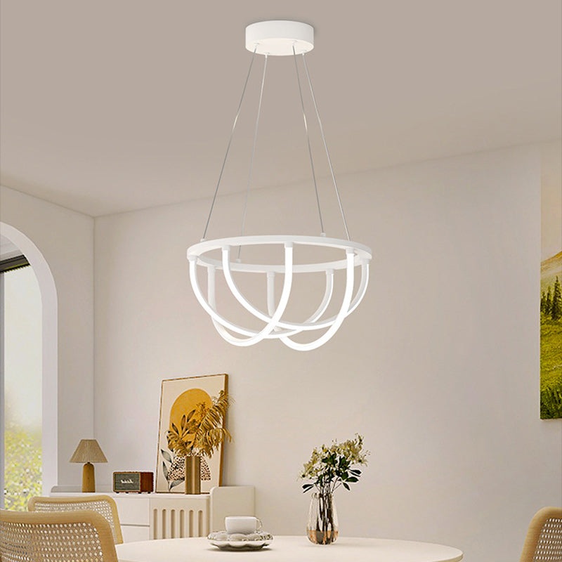 Modern Minimalist Long Line Irregular Cross Round Iron Aluminum Silicone LED Chandelier For Living Room
