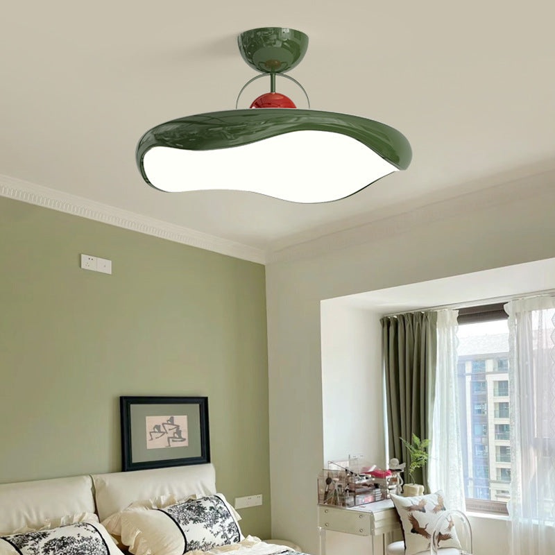 Modern Minimalist Round Wave Arc Semi Circle Base Iron Acrylic LED Semi-Flush Mount Ceiling Light For Bedroom