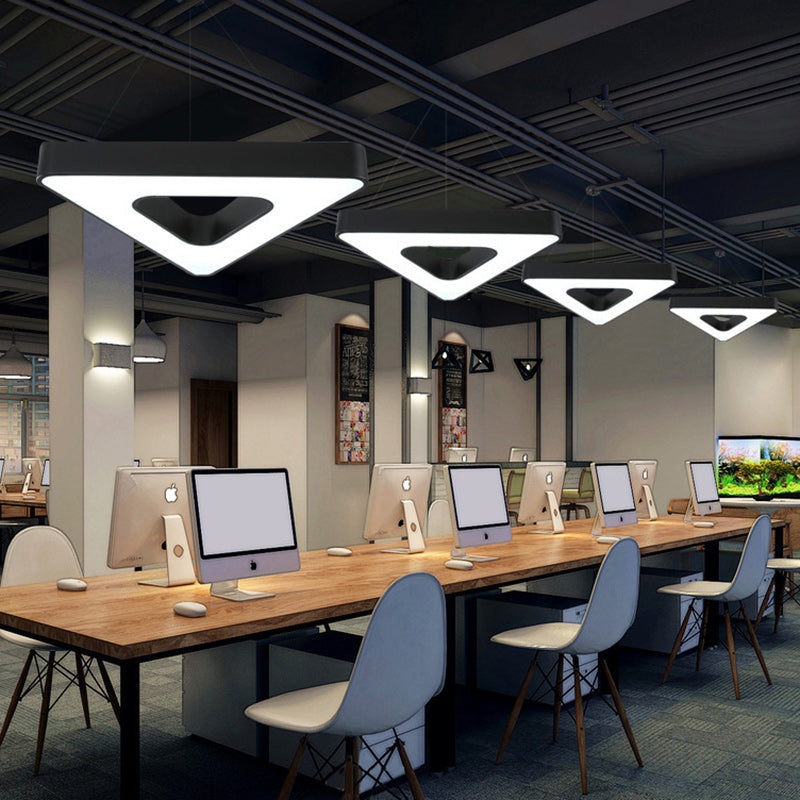 Modern Minimalist Triangle Hollow Iron Acrylic LED Pendant Light For Living Room