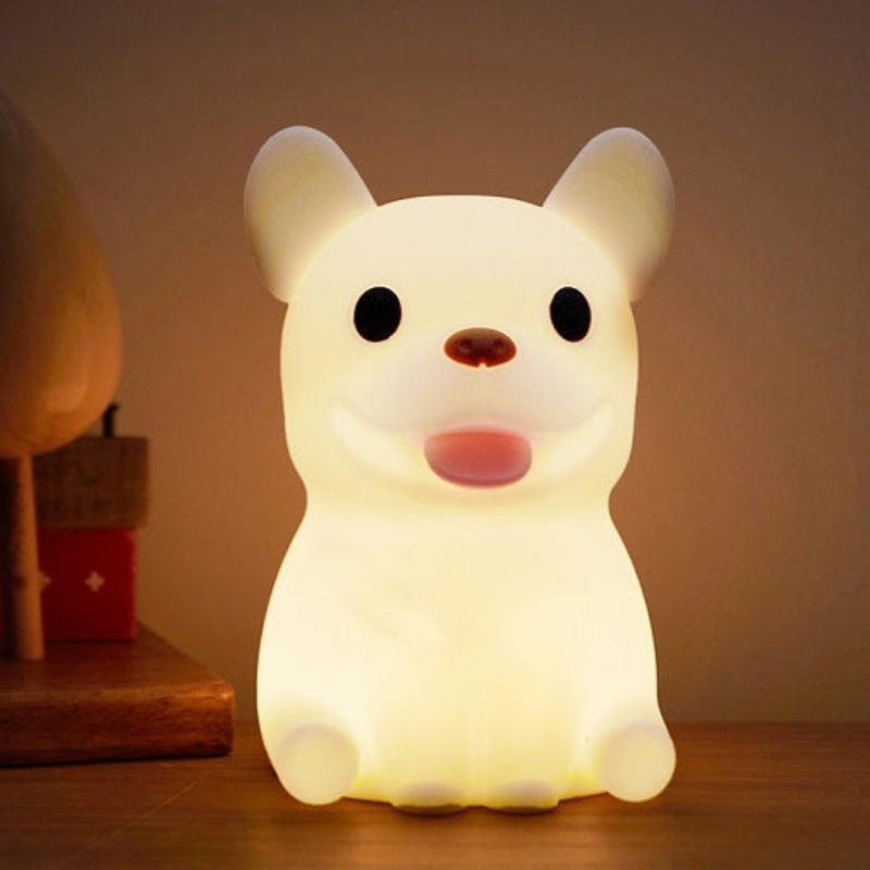Contemporary Creative Kids Rechargeable Bulldog Silica PC ABS LED Table Lamp Night Light For Bedside