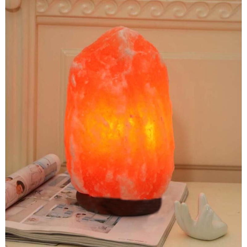 Contemporary Creative Rocky Disc Base Natural Rock Salt 1-Light Table Lamp Salt Lamp For Bedroom