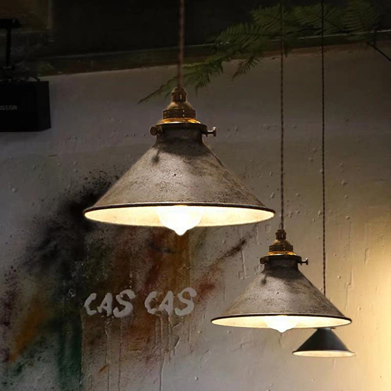 Traditional Vintage Cone Copper Metal 1-Light Pendant Light For Living Room