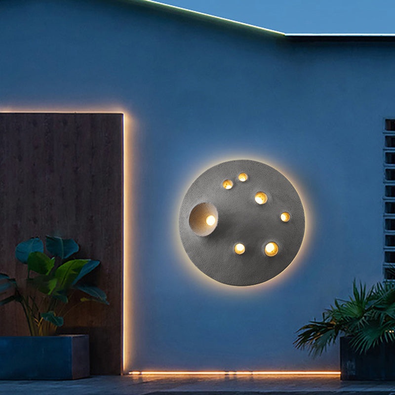 Contemporary Creative Moon Round Concrete LED Wall Sconce Lamp For Outdoor Patio