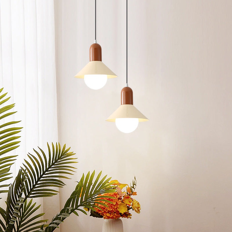 Contemporary Creative Round Cone Iron Shade 1-Light Pendant Light For Bedroom