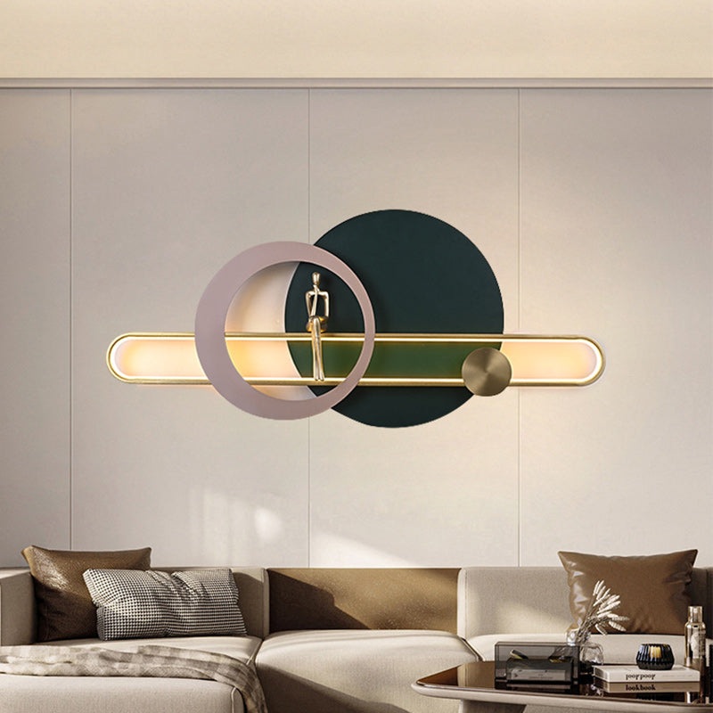 Contemporary Creative Round Iron Silicone Strip Acrylic LED Wall Sconce Lamp For Living Room