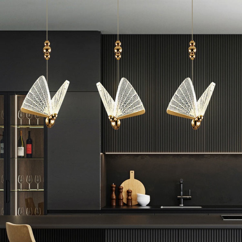 Contemporary Luxury Butterfly Aluminum Glass LED Chandelier For Living Room