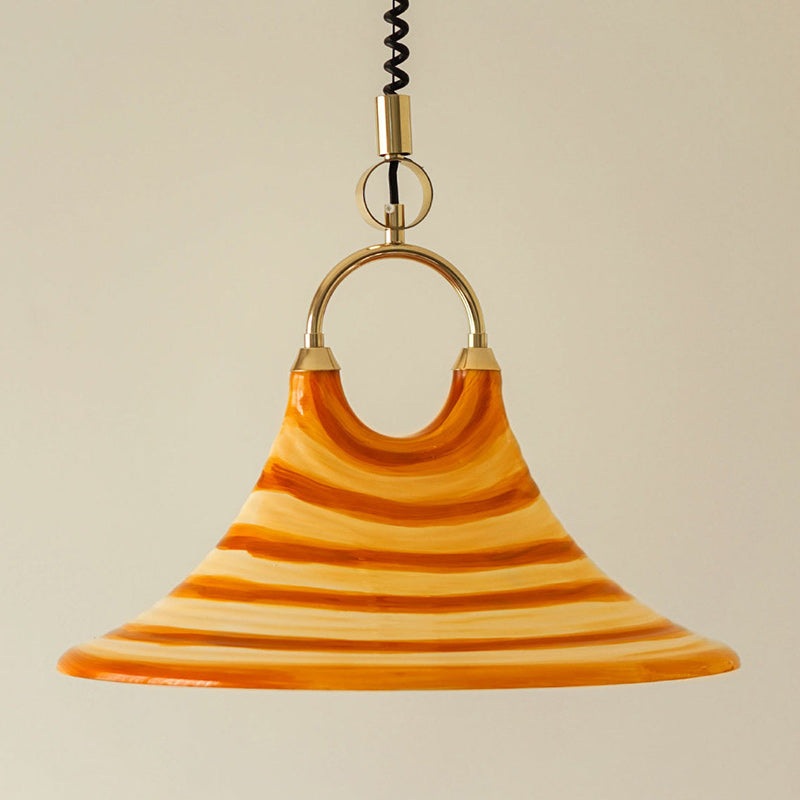 Modern Art Deco Round Horn Shape Brass Acrylic 2-Light Pendant Light For Living Room