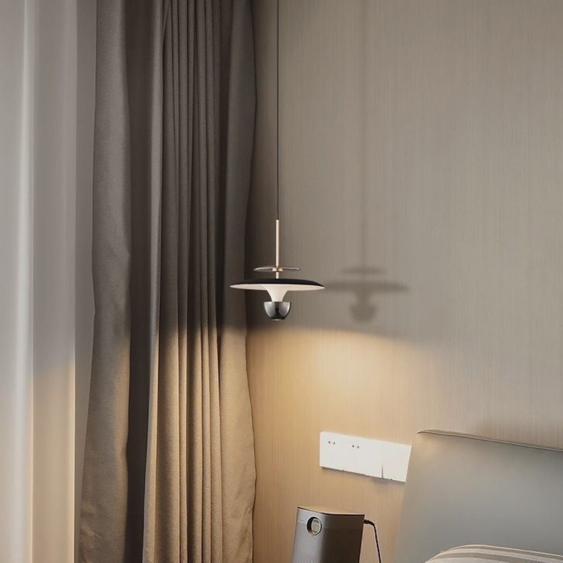 Modern Luxury Liftable Flying Saucer Rectilinear Aluminum Acrylic LED Pendant Light For Bedroom