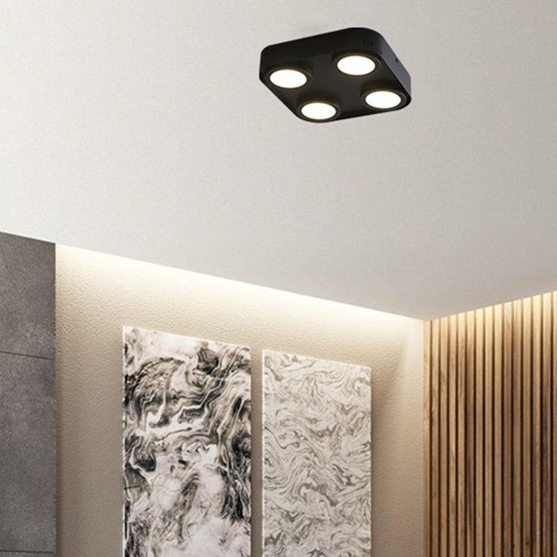 Modern Minimalist Box Shape Square PC Aluminum LED Flush Mount Ceiling Light For Bedroom