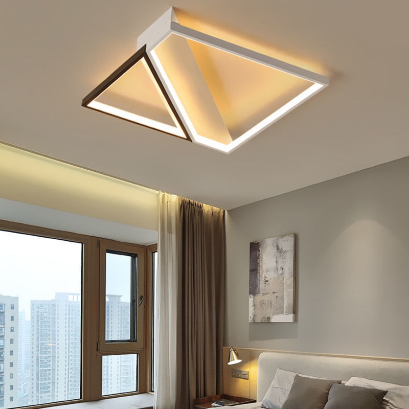 Modern Minimalist Lines Square Irregular Combination Iron LED Flush Mount Ceiling Light For Bedroom